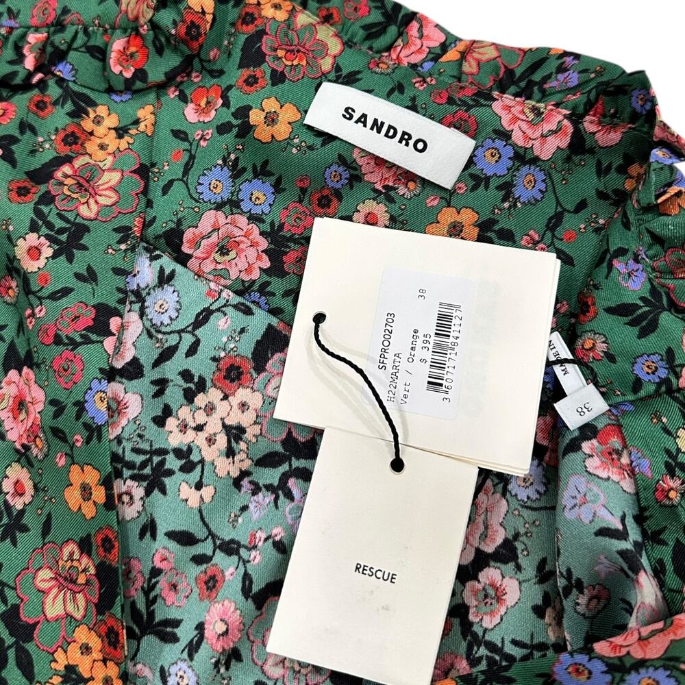 NWT Sandro Marta Floral-Print Twill Mini Dress - Picture 7 of 8